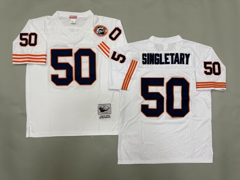 Men 2025 Nike Chicago Bears #50 Singletary White Throwback Limited NFL Jersey style 002->chicago bears->NFL Jersey